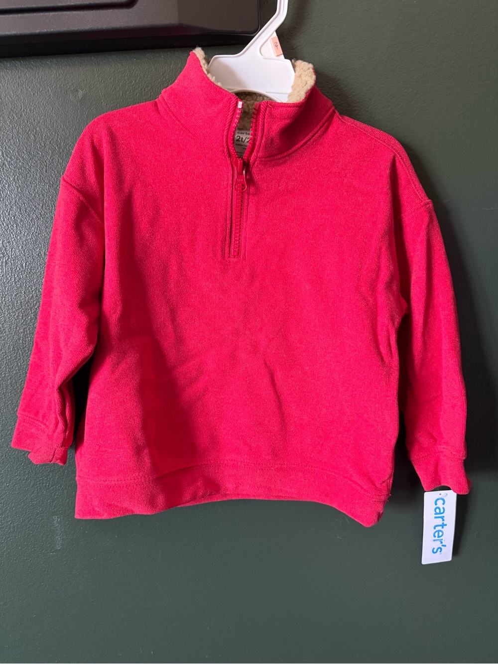 Carter's Red Sherpa-Lined Quarter Zip Pullover